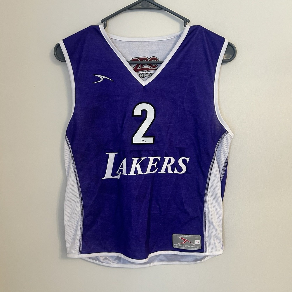 Youth Lakers Basketball Jersey #2 Purple‎ White Reversible YS 2PC Sports